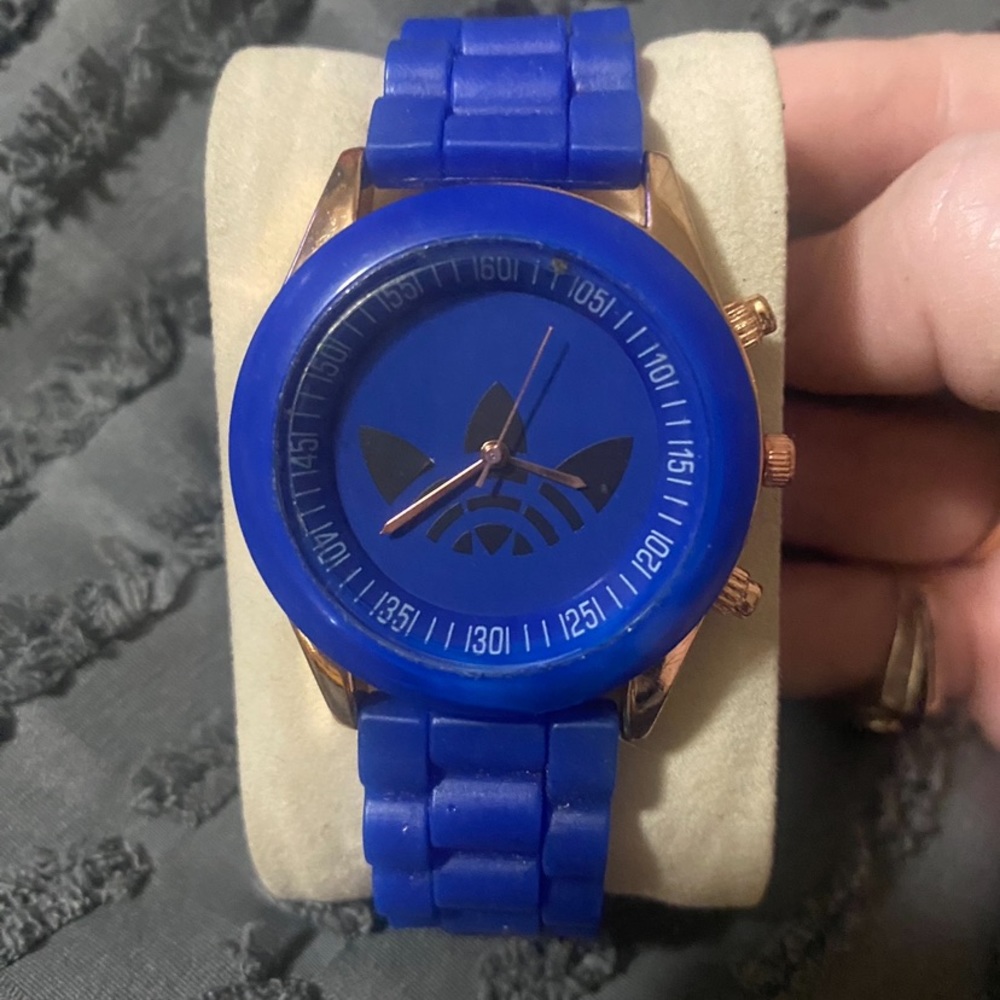 Blue silicone adidas watch can fit any size wrist